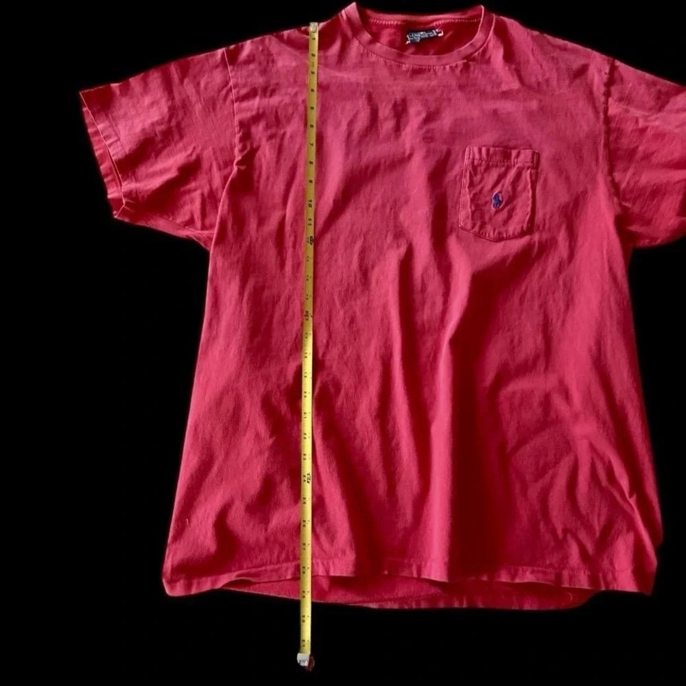 Vintage Polo‎ by Ralph Lauren Single Stitch USA Pocket T Shirt Sz XL Red Faded